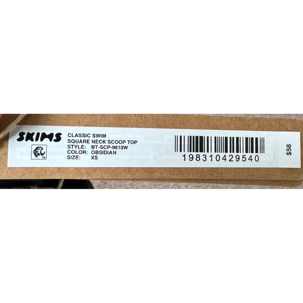 SKIMS Classic Swim Square Neck Scoop Top Obsidian Black BT-SCP-9610W XS - Picture 3 of 3